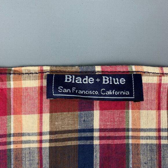 BLADE+BLUE Size One Size Multi-Color Plaid Cotton Pocket Square - Picture 3 of 3